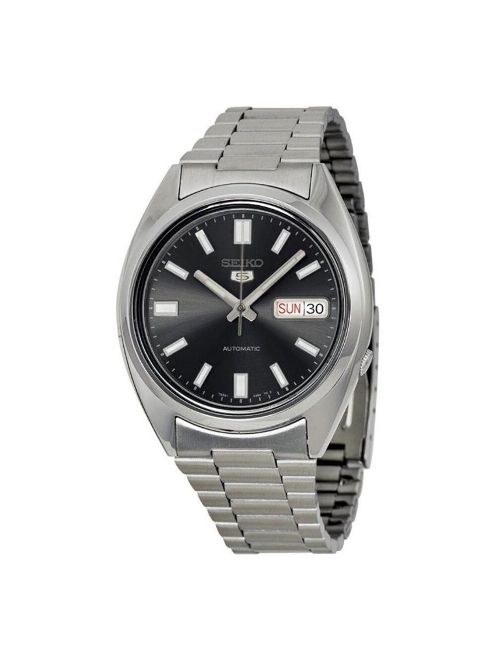 NWT Seiko 5 Automatic Black Dial Stainless Steel Men's Watch